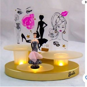 NEW IN BOX  Barbie in the spotlight Barbie Ornament AND runway display stand